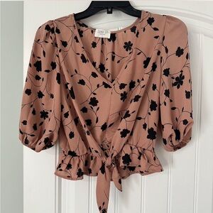 Tan Floral Blouse